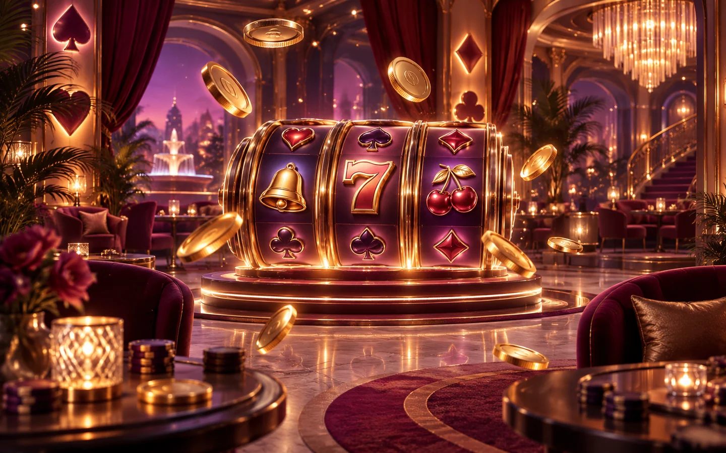 SpinGranny casino artwork with slot reels and gold coins
